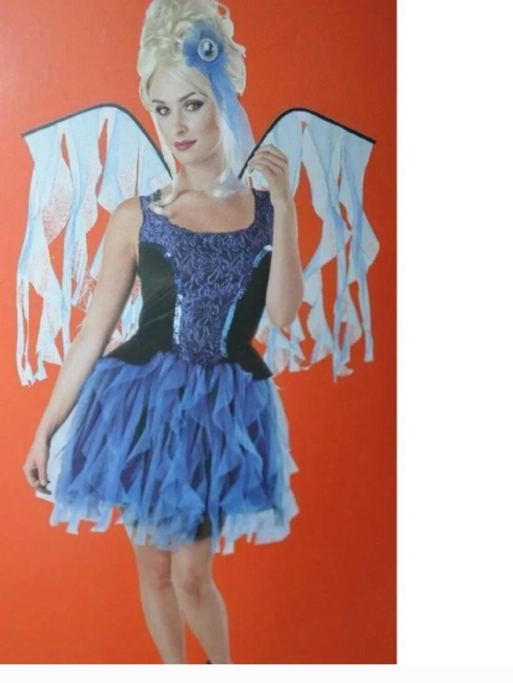 Fairy Midnight Halloween Costume 10/12 Blue Top, Skirt, Wings, Clip Women's 4 Pc